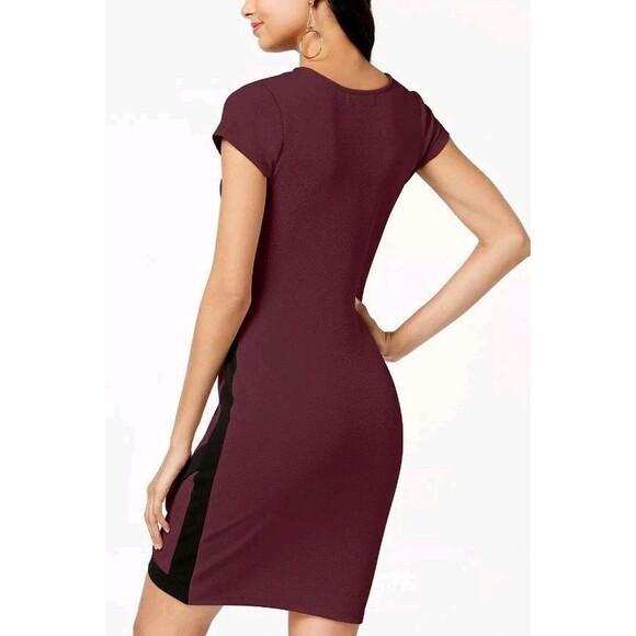 Almost Famous Bodycon Dress with Ruched Waist and V-neck Size Large - Picture 2 of 10